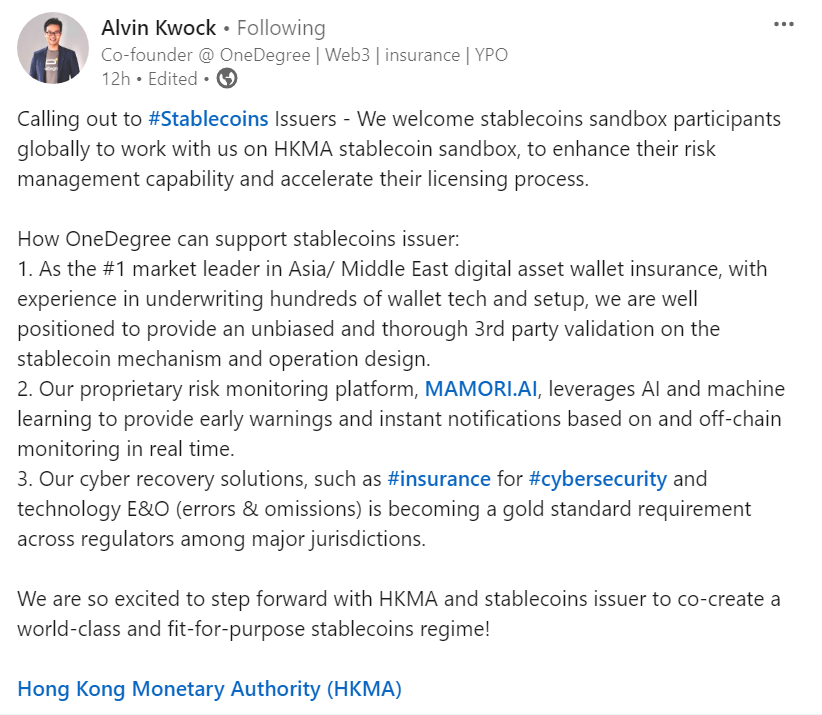 OneDegree OneDegree Stablecoin Issuers